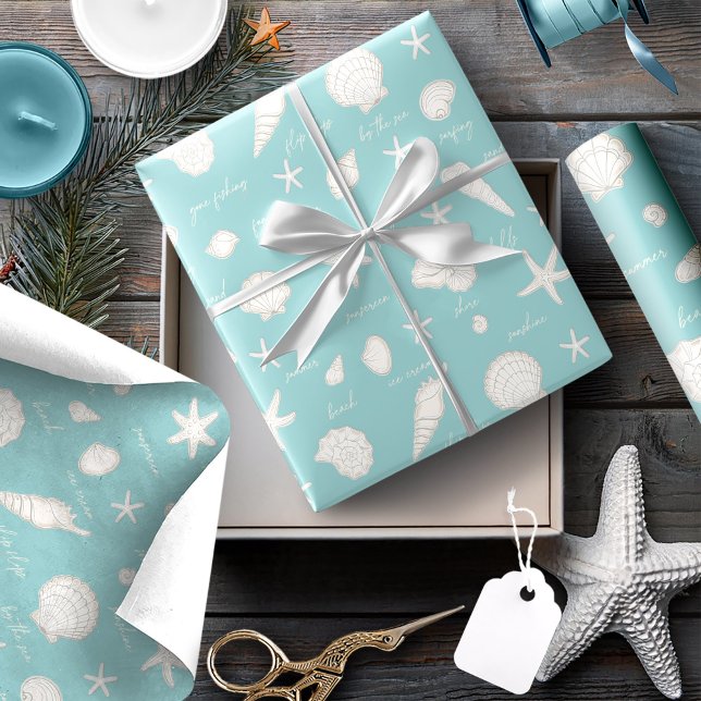 Muscheln Starfish Sun Fun Text Elfenbein ID918 Geschenkpapier (Von Creator hochgeladen)