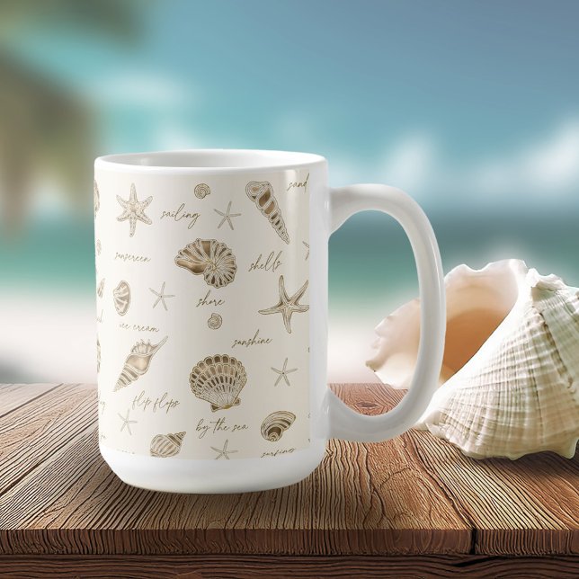 Muscheln Starfish Sun Fun Text Sandstone ID918 Kaffeetasse (Von Creator hochgeladen)