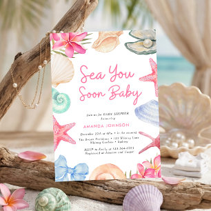 Muscheln Strand Sea you soon Baby Shower Einladung