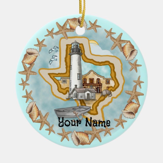 Muscheln Texas Lighthouse Ornament (Vorne)