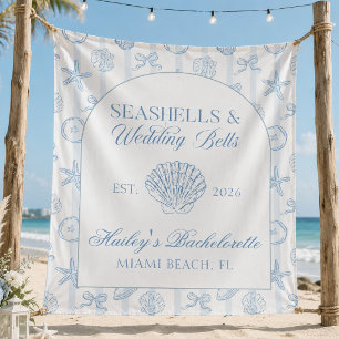 Muscheln und Hochzeitsglocken Blaue Bachelorette Wandteppich