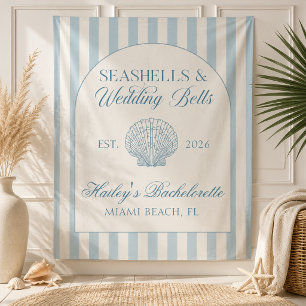 Muscheln und Hochzeitsglocken Blaue Bachelorette Wandteppich