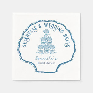 Muscheln und Hochzeitsglocken Junggesellinnenabsch Serviette