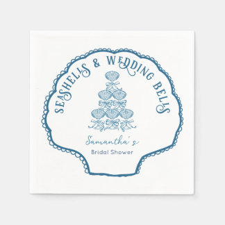 Muscheln und Hochzeitsglocken Junggesellinnenabsch Serviette
