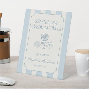 Muscheln und Hochzeitsglocken Junggesellinnenabsch Sockelschild