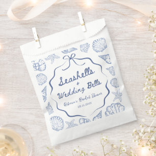 Muscheln und Hochzeitsglocken Küsten-Brautparty Geschenktütchen