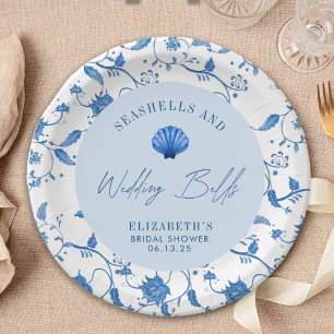 Muscheln und Hochzeitsglocken Küsten- BRIDAL SHOWE Pappteller