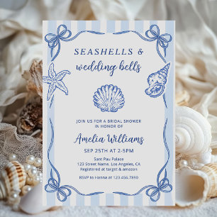 Muscheln und Hochzeitsglocken Küsten-Bridal-Shower Einladung