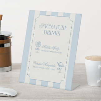 Muscheln und Hochzeitsglocken Signature-Drinks Sockelschild