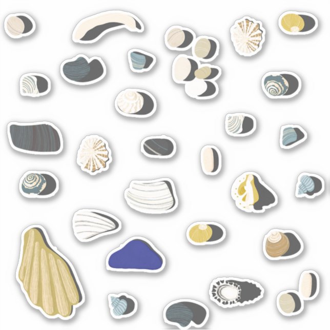 Muscheln und Kies Aufkleber (Vorderseite)