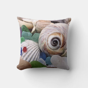 Muscheln und Meerglas - Kissen
