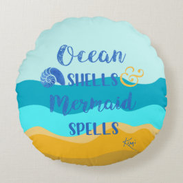 Muscheln und Meerjungfrauen Zauber Rundes Kissen