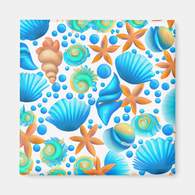 Muscheln und Muster des Starfish Ozeans Magnet (Vorne)