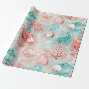 Muscheln und Ozeanwellen-Muster (11) Geschenkpapier