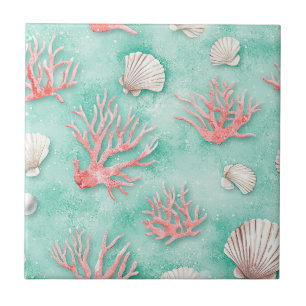 Muscheln und Ozeanwellen-Muster (12) Fliese