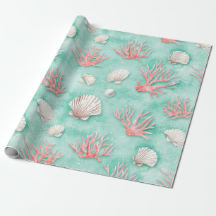 Muscheln und Ozeanwellen-Muster (12) Geschenkpapier
