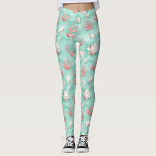 Muscheln und Ozeanwellen-Muster (12) Leggings