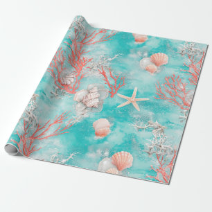 Muscheln und Ozeanwellen-Muster (15) Geschenkpapier