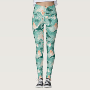 Muscheln und Ozeanwellen-Muster (6) Leggings