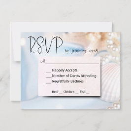 Muscheln und Perlen von Hochzeiten am Strand RSVP Karte