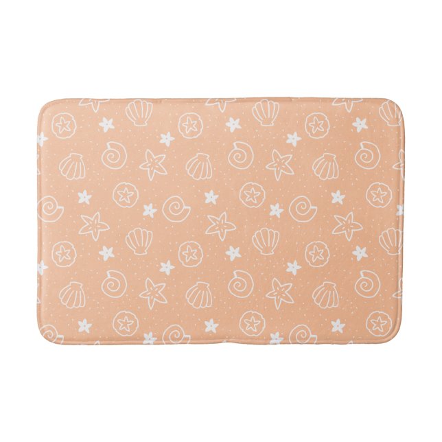 Muscheln und Pfirsichmuster Badematte (Vorderseite)