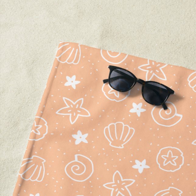 Muscheln und Pfirsichmuster Strandtuch (Beispiel)
