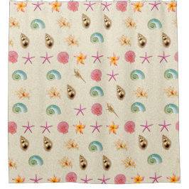 Muscheln und Plumeria Duschvorhang