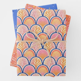 Muscheln und Seegras - Nautilus-Set mit drei Teile Geschenkpapier Set