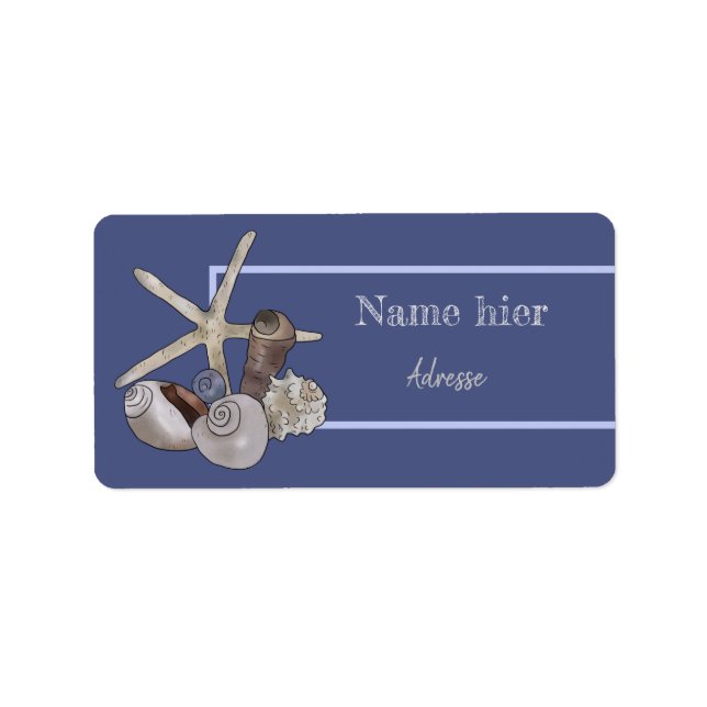 Muscheln und Seestern Adressaufkleber (Vorne)