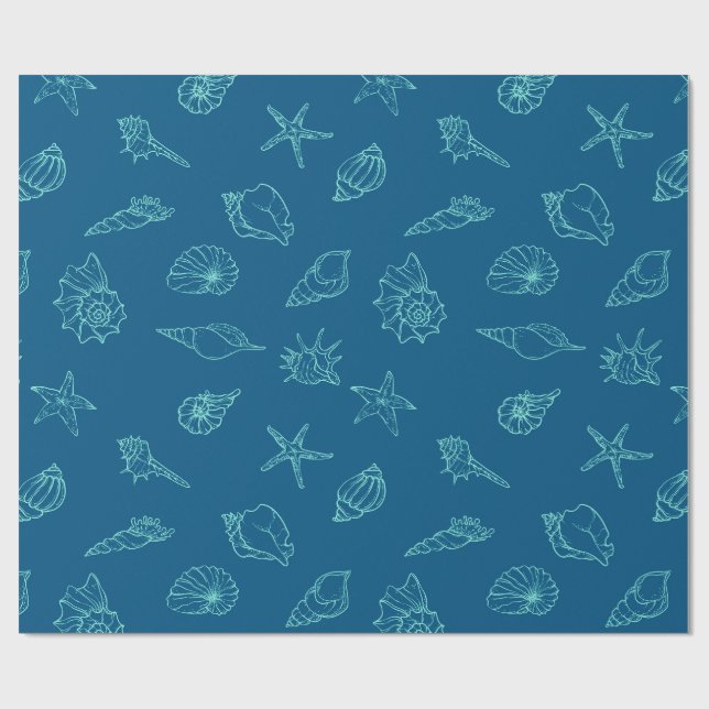 Muscheln und Seesterne Geschenkpapier (Flach)