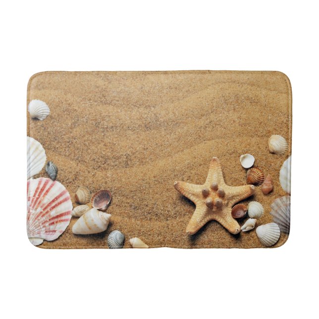 Muscheln und Starfish am Strand Badematte (Vorderseite)