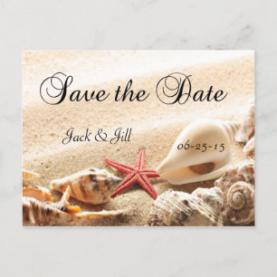 Muscheln und Starfish Save the Date Postkarte