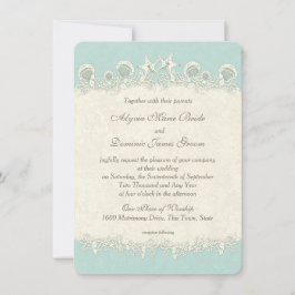 Muscheln- und Starfish Vintage Hochzeit Einladung