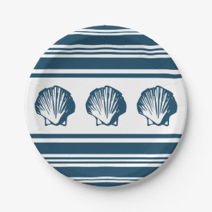 Muscheln und Streifen Pappteller