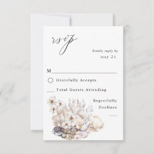 Muscheln und Weißblumen, Mehl UAWG 4 RSVP Karte