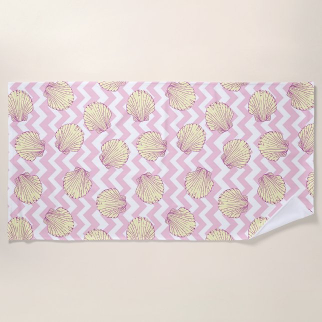 Muscheln und Zickzack Strandtuch (Vorderseite)