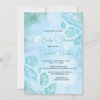 Muscheln unter der Sea Ocean Baby Dusche Einladung