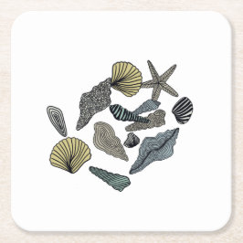 Muscheln verschiedener Arten und Farben Rechteckiger Pappuntersetzer