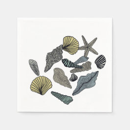 Muscheln verschiedener Arten und Farben Serviette
