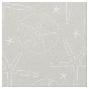Muscheln von Grau und Weiß, Starfish, Sand Dollar Stoff