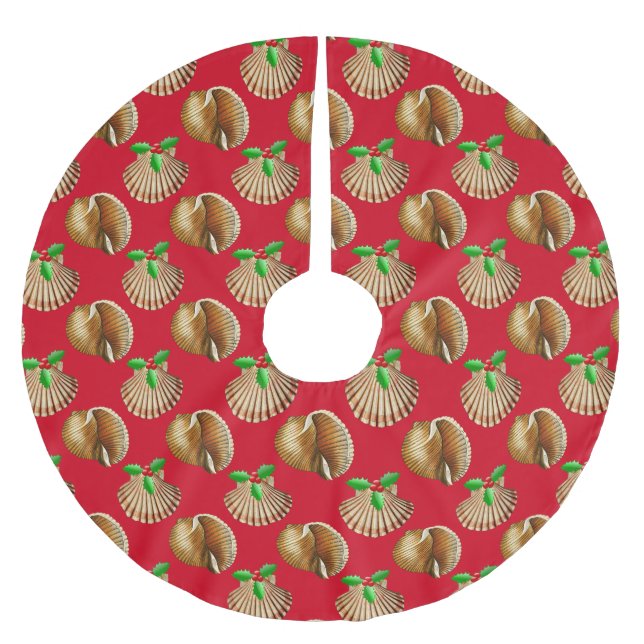 Muscheln Weihnachten Polyester Weihnachtsbaumdecke (Vorderseite)