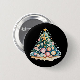 Muscheln Weihnachtsbaum Ozean Wasser Seestern  Button
