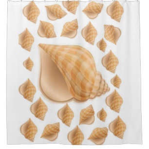 Muscheln, weißer Duschvorhang