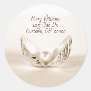 Muschelperle Runder Aufkleber