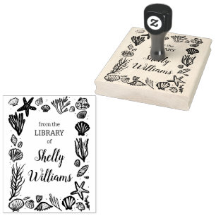 Muschelrahmen Benutzerdefinierte Ex Libris Buchzei Gummistempel