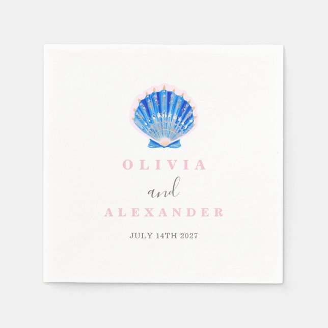 Muschelstrand Hochzeit am Meer Serviette (Vorderseite)