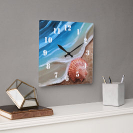 Muschelstrand Quadratische Wanduhr
