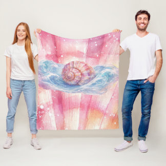 Muschelwelle-Fleece-Decke – Ozean-Küstenkunst Fleecedecke