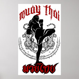 Muschi thai kick thailand martial art sport logo b poster