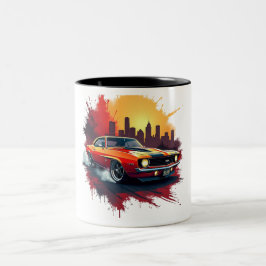 Muscle-Car-Burnout-Tasse Zweifarbige Tasse